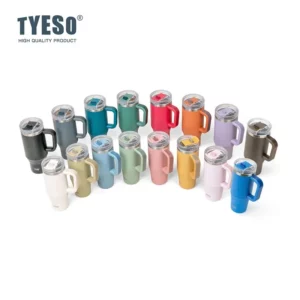 Tyeso 900/1200ML Tumbler Bottle Stainless Steel Car Mug With Handle Straw Thermal Iced Travel Vacuum Insulated Coffee Hot Cup - Image 2