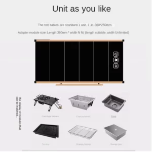 Multifunctional Elevating IGT Table Module Outdoor Gear Folding Table Picnic Camping Mobile Kitchen Barbecue Table End Table - Image 3