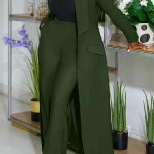 Women's Set Full Sleeve X-Long Blazer Coat+ Long Pant Suit 2025 Spring Streetwear Two 2 Piece Set Africa OL Work Outfits - Image 4