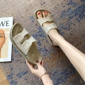 Summer Slippers Women Casual Clogs PVC Breathable Double Buckle Jelly Shoes Slip On Flip Flops Shoe Female Beach Sandals Mujer - Image 4
