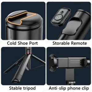Selfie Stick with Wireless Bluetooth Remote, Portable 72 Inch Aluminum Alloy Selfie Stick Phone Tripod for iOS Android Cellphone - Image 2