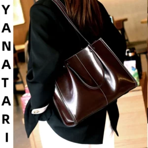 Luxury woman Shoulder bag soft leather large capacity square tote bag Vintage Fashionable cowhide Handbag Shopping underarm bags - Image 2