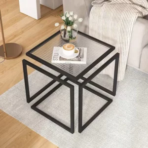 Tea Table Living Room Household Tea Table Small Apartment Light Luxury Modern Glass And Iron Balcony Bedroom Seating Area New - Image 3