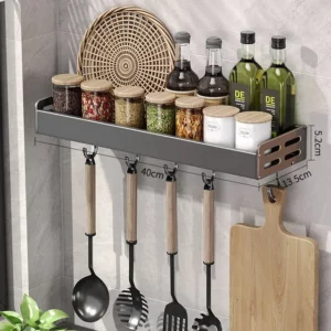 Wall-Mounted Kitchen Spice Storage Rack Condiment Rack Multifunctional Household Utensil Rack Kitchen Hanging Organizers - Image 4