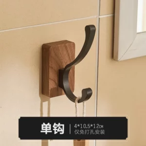 Self-adhesive New Simple Solid Wood Hook Walnut Hanging Hanger Bathroom Wall Hook Bedroom Coat Storage Rack Home Towel Key Decor - Image 4
