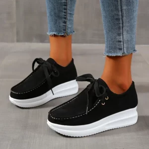 New Women Casual Shoes Height Increasing Wedge Sneakers Woman Vulcanize Canvas Shoes Solid Color Plus Size Chunky Platform Shoes - Image 4