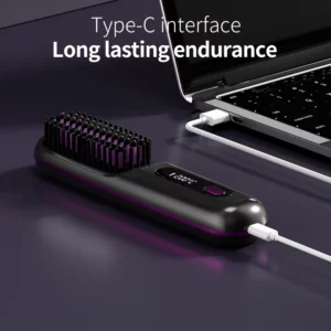 Electric LCD Usb Ceramic Heating Straight Hair Comb Wireless Portable Negative Ion Styling Tool Rechargeable Straightening Brush - Image 2