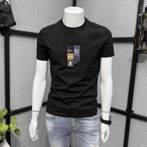 Summer Men's Cotton T-shirt Sportswear Harajuku High Street Short Sleeved Top Minimalist Graphic O Neck T-shirt Men Clothing New - Image 2