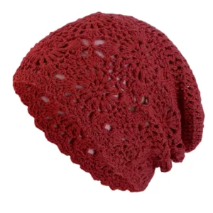 New Women Handmade Crochet Slouchy Beanie Knit Hat Elegant Flower Hollow Out Breathable Skull Cap Elastic Beanies Chemo Cap - Image 3