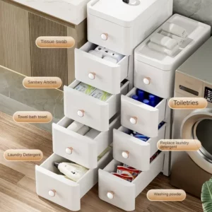 Home Kitchen Seam Storage Cabinet Drawer Style Bedroom Narrow Seam Storage Cabinet Toilet Slot Content Rack - Image 5