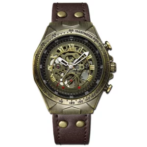 UTHAI Retro Men Watch Business Waterproof Bronze Automatic Mechanical Machine Watch Leather Strap Male Fashion Clock Wristwatch - Image 5