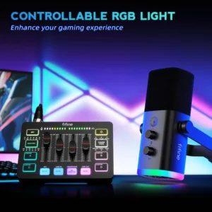 FIFINE All-in-One Podcast Kit with RGB Audio Mixer,Streaming Studio Set with Dynamic Mic for PC Gaming Recording-Ampligame KS5 - Image 5