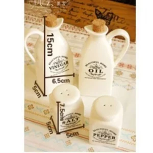 4pcs Ceramic Spice Jar With Wooden Cork Kitchen Condiment Bottle Seasoning Pot Pepper Vinegar Oil Salt Bottle Cooking Spice Tool - Image 4