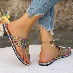 Women Slippers Bohemian Flower Pattern Sandals Casual Lightweight Shoes Flip Flops Fashion Big Size Slippers Home Slides Women - Image 5