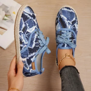 Breathable Linen Casual Flat Shoes Woman Espadrilles Loafers Ladies Comfy Houndstooth Print Canvas Zapatos Soft Driving Footwear - Image 6