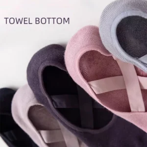 Yoga Socks Women Cotton Silicone Non-slip Pilates Grip Towel No-Show Barre Sock - Image 5