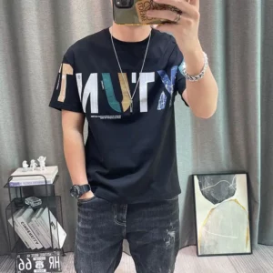 2023 Summer New Fashion Street Letter Printing T-Shirts Man Korean Style Round Neck Short Sleeve Loose Casual Cotton Pullovers - Image 3