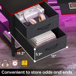 79" Gaming Desk,Computer Desk with 2 Fabric Drawers & LED Light,Small Desk with Storage for Home Office - Image 5