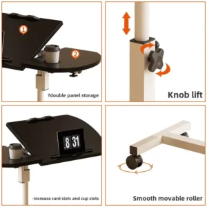 Mobile Lifting Bedside Table Laptop Computer Table Standing Office Lifting Speech Table - Image 4