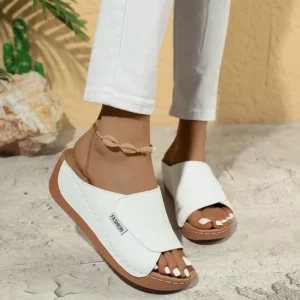 Summer Soft Platform Slippers Women 2025 Fashion Peep Toe Wedges Flip Flops Woman Light Med Heel Non-Slip Beach Shoes Slides - Image 1
