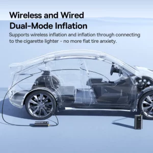 Baseus 2 in 1 Car Air Pump Wired/Wireless Car Air Compressor Dethable Flashlight 6000mAh Power Bank Portable Tire Inflator Pump - Image 2