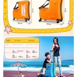 Children Spinner Wheels Suitcase Can Sit Travel Suitcase Cute Pony Cartoon Rolling Luggage Students Multifunction Trolley Case - Image 6