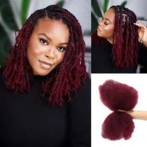 QVR Afro Kinky Bulk Hair No Attachment QVR Afro Curly Bulk Human Hair Rebecca Virgin Remy Dreadlock Natural Color Braids Hair - Image 4