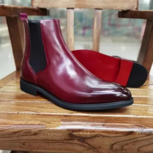 New Red Men Chelsea Boots Red Sole Square Toe Slip-On Business Men Short Boots Bottes Pour Hommes Ankle Boots - Image 2
