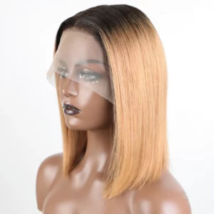 Lekker Highlight Brown Straight Bob 13x1 T Part Lace Front 100% Human Hair Wigs For Women Brazilian Remy Hair Colored Bob Wigs - Image 5