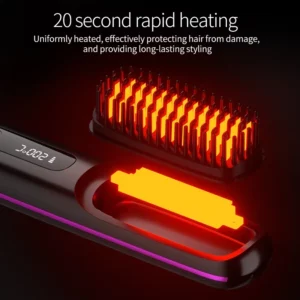 Electric LCD Usb Ceramic Heating Straight Hair Comb Wireless Portable Negative Ion Styling Tool Rechargeable Straightening Brush - Image 3