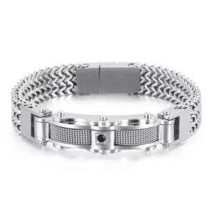Fashionable and Trendy High-quality Stainless Steel Electroplated Gold Color Inlaid Zircon Men's Bracelet As A Gift To Friends - Image 6
