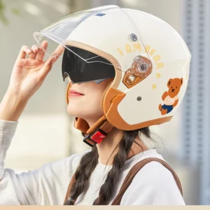 Open Face Helmets for Motorcycles Electric Scooter Summer Board Safety Cap Bicycle Motorized Kick With Double Lenses 55-60CM - Image 4