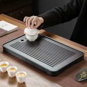 Square Bamboo Tea Trays with Drainage Elegant Kung Fu Tea Tray Party Tea Sets Adult Dry Use Simple Tablett Chaban Bamboo Tray - Image 2