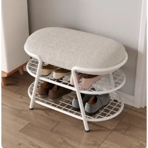 Simple Modern Shoe Organizer Multifunctional Shoe Cabinet High Elastic Cushion Hallway Bench Double Layer Structure Shoes Rack - Image 3