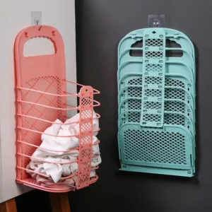 Plastic Storage Frame Foldable Dirty Clothes Basket Household Non Perforated Bathroom Wall Mounted Laundry Basket Clothes Basket - Image 3