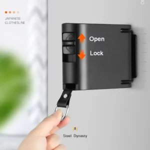 DOOKOLE Retractable Clothesline, Adjustable Clothes Line Retracting Dryer Wall Mount with 34 Windproof Hanging Holes Black - Image 3
