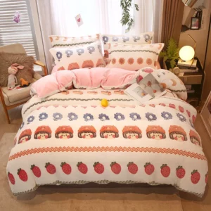 1 pc Warm Coral Fleece Duvet Cover for Winter Flower Printed Thick housse de couette Soft Flannle Blanket dekbedovertrek 240x220 - Image 3