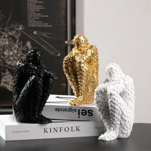 Nordic Thinker Abstract Statue Figure Miniatures Mosaic Resin Sculpture Figurines For Interior Modern Crafts Home Decoration - Image 2