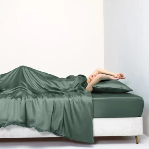 Liv-Esthete Pure Green 100% Silk Bedding Set Solid Color Flat Sheet Pillowcases Queen King Quilt Cover Bed Sets For Sleep Gift - Image 5