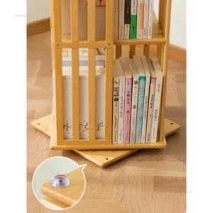 Chinese Simple Bookcase for Study 360° Rotating Layered Storage Bookcases Creative Bamboo Rotating Bookcase for Living Room - Image 4