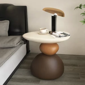 Modern Creative Imitation Stone Coffee Table, Living Room Decor, Resin Round Table, Movable Tea Table, Minimalist Furniture - Image 2