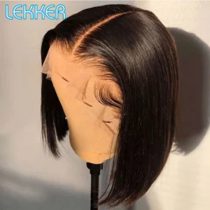 Lekker Ombre Blonde Short Straight Bob 13x1 T Lace Front 100% Human Hair Wigs For Women Glueless Brazilian Remy Hair Colored Wig - Image 6