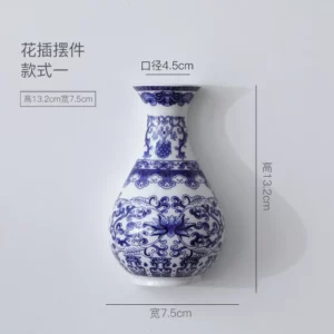 Ceramic vase, antique blue and white porcelain flower container, lucky bamboo, living room and home decoration, wall hanging - Image 5