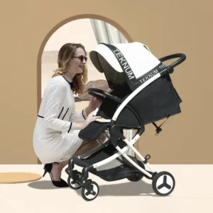 High-view Travel Baby Stroller Lightweight Foldable Baby Stroller Portable Four-wheel Baby Stroller Adjustable handlebars - Image 3