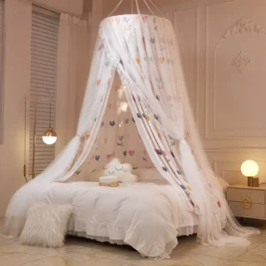 New Folded Bed Canopy Mosquito Net for Girl Women Bedding Romantic Black Yarn 2 Layers Round Dome Tent Curtain Room Decor - Image 4