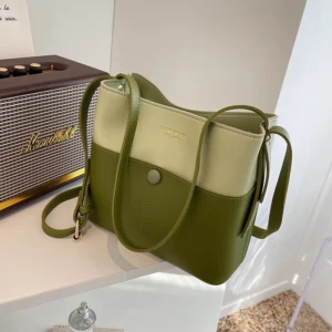 Korean Large Capacity Contrast Color Bucket Bag for Women 2023 New Spring Autumn Crossbody Shoulder Bags Chic Commute Totes - Image 3
