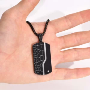 Necklace For Men Stainless Steel Zircon Inlay Geometric Pendant Black Necklace Metal No Fade Anti Rust Fashion Design Jewelry - Image 4