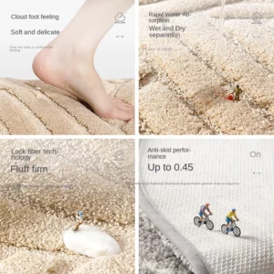 Thick Microfiber Bath Mat High Quality Non-slip Absorbent Bathroom Rug with High Low Pile Design and Comfortable Foot Feeling - Image 2