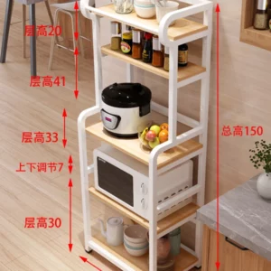Kitchen Microwave Storage Cabinet Multi-layer Movable Storage Shelve Rolling Large Capacity Oven Rack Household Accessories - Image 4