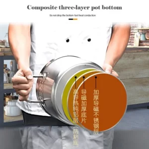 2.7/3.7L Stainless Steel Multipurpose Pot Double Ear Compound Bottom Sauce Stew Pan Baking Milk Home Kitchen Cooking Pot - Image 3